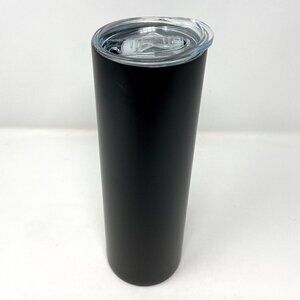 Stainless Steel Solid Black Tumbler 32 oz with clear lid